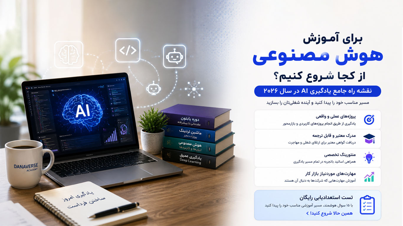 برای آموزش هوش مصنوعی از کجا شروع کنیم؟ (نقشه راه ۲۰۲۶) - مجله آموزش برنامهنویسی داناورس